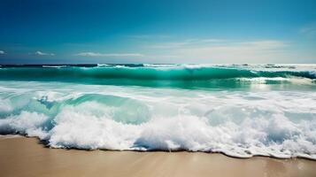 strand met zee golven ,generatief ai foto