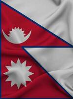 realistisch golvend vlag van Nepal, 3d illustratie foto