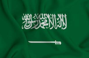 realistisch golvend vlag van saudi Arabië, 3d illustratie foto