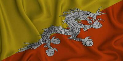 realistisch golvend vlag van bhutan, 3d illustratie foto
