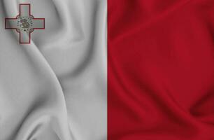 realistisch golvend vlag van Malta, 3d illustratie foto