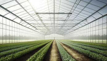 generatief ai, kas van de glas, tent-glas tuin met een veel van planten. fotorealistisch effect. foto