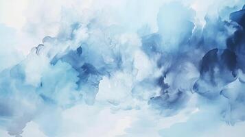 merkwaardig waterverf tinten bewolkt en onscherp bewolkt blauw lucht fundament. illustratie, ai gegenereerd foto