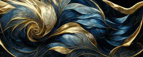 marmeren effect achtergrond of textuur. spectaculair abstract glinsterend gouden solide vloeistof golven. wervelende gouden en blauw pastel patroon, schijnend gouden en groen kleur, marmeren geometrisch, vintage, foto