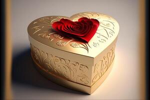 realistisch decoratief geschenk dozen 3d cadeaus wit karton verpakking Sjablonen kant visie hart vorm presenteert perfect verpakt valentijnsdag giftbox luxe karton generatief ai foto