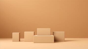 beige podium achtergrond. illustratie ai generatief foto