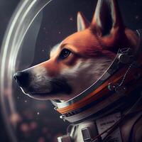 astronaut hond in ruimte. portret van een hond., ai generatief beeld foto