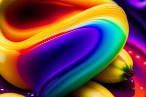 abstract achtergrond met gloeiend lijnen in de het formulier van een regenboog..generatief ai foto