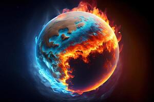 klimaat verandering en globaal opwarming effect deze element afgewerkt door NASA 3d illustratie weergave. generatief ai foto