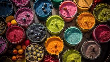immuniteitsverhogend smoothie creaties kleurrijk superfood ingrediënten kunstzinnig geregeld voordat mengen generatief ai foto