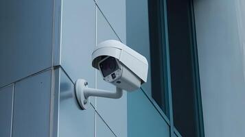 veiligheid camera Aan gevorderd gebouw. bekwaam begrip camera's. creatief hulpbron, ai gegenereerd foto