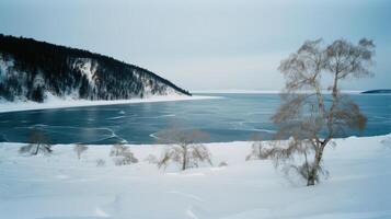 baaikal meer in winter illustratie ai generatief foto