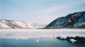 baaikal meer in winter illustratie ai generatief foto