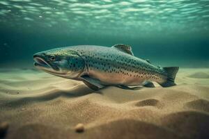 Zalm onderwater- natuur strand. genereren ai foto