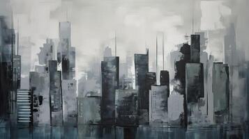 minimalistische schilderij stadsgezicht ai gegenereerd hoog kwaliteit illustratie foto