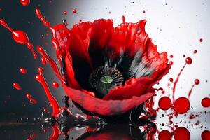 rood papaver net zo een symbool van geheugen voor de gedaald in de oorlog. vijf dagen, wereld oorlog herinnering dag. generatief ai illustratie foto