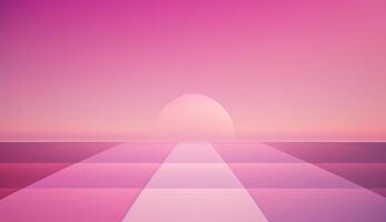 generatief ai, mooi helling tafereel landschap met licht roze kleur, horizontaal behang. abstract achtergrond met wolken en horizon foto