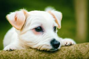 schattig jack Russell terriër. portret van een mooi jack Russell terriër hond spelen in de park. generatief ai foto