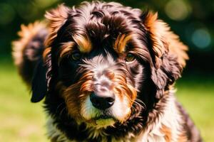 portret van een mooi hond staand in de park. generatief ai foto