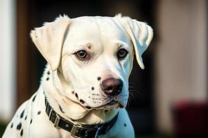 portret van een mooi hond staand in de park. generatief ai foto