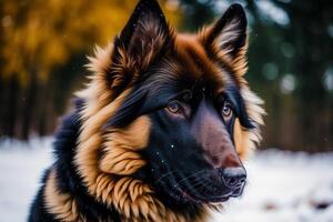 portret van een mooi belgisch herder hond in de park. belgisch mechelaar. generatief ai foto