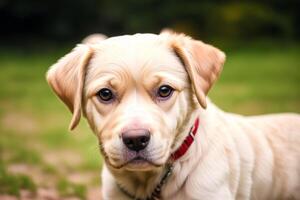 portret van een mooi hond staand in de park. generatief ai foto