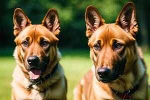 portret van een mooi belgisch herder hond in de park. belgisch mechelaar. generatief ai foto