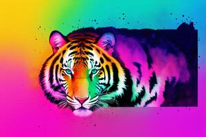 tijger kunst illustratie kleur abstract schilderij ontwerp Aan de zwart achtergrond.digitaal kunst, generatief ai foto
