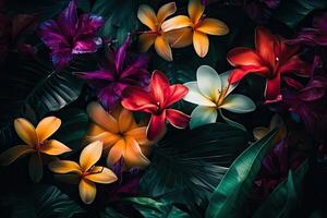 abstract natuurlijk achtergrond. exotisch tropisch planten patroon. generatief ai foto