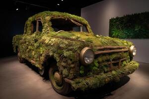 auto gemaakt van natuurlijk groen planten. eco vriendelijk vervoer. generatief ai foto