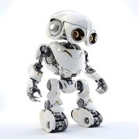 3d geven van een robot speelgoed- Aan wit achtergrond met knipsel pad, ai generatief beeld foto