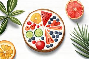 waterverf fruit zomer, zomer clipart, ai generatief foto