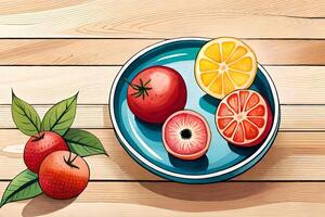 waterverf fruit zomer, zomer clipart, ai generatief foto