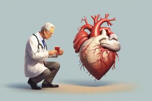 menselijk orgaan, hart ziekte, hartspier infarct, vernieuwend technologieën, cardioloog. generatief ai. foto