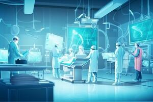 futuristische ziekenhuis of laboratorium. generatief ai. foto