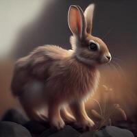 konijn in de wild, 3d weergave. computer digitaal tekening., ai generatief beeld foto
