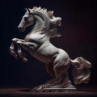 paard standbeeld Aan een donker achtergrond. 3d geven illustratie., ai generatief beeld foto