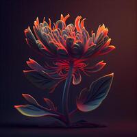 illustratie van een chrysant bloem in neon licht, ai generatief beeld foto