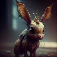 Pasen konijn met een konijn oren Aan een donker achtergrond. Pasen concept., ai generatief beeld foto
