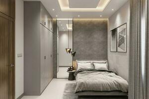 interieur ontwerp luxe slaapkamer interieur 3d weergegeven concept foto