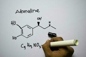 adrenaline molecuul geschreven Aan de wit bord. structureel chemisch formule. onderwijs concept foto