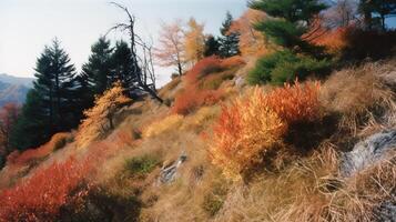 herfst in bergen. illustratie ai generatief foto