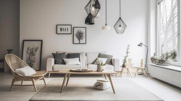 Scandinavisch interieur ontwerp. illustratie ai generatief foto