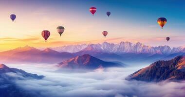 kleurrijk heet lucht ballonnen. illustratie ai generatief foto