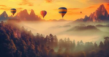 kleurrijk heet lucht ballonnen. illustratie ai generatief foto