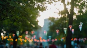 zomer partij bokeh achtergrond. illustratie ai generatief foto