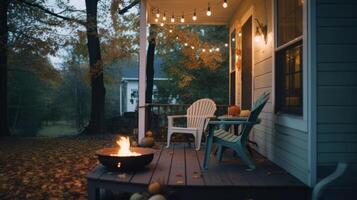 comfortabel herfst knus buitenshuis. illustratie ai generatief foto