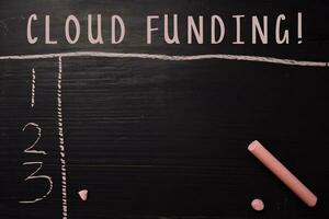 wolk financiering geschreven met kleur krijt. ondersteund door een extra Diensten. schoolbord concept foto