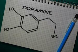 dopamine schrijven Aan een boek. structureel chemisch formule. onderwijs concept foto