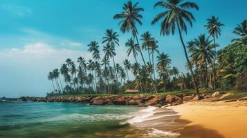 kokosnoot palmen tropisch achtergrond. illustratie ai generatief foto